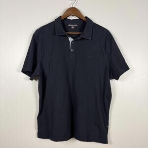 Michael Kors Mens Polo Shirt XL Black Short Sleeve Logo Classic Stretch Casual